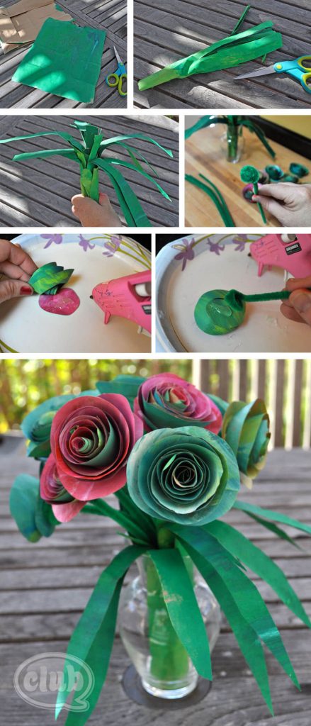 Fun-To-Make Decorative Flower Craft Idea Using Paper Bag For Kindergartners