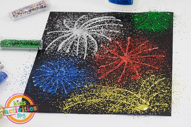 Fun To Make Fireworks Craft Using Glitter Glue
