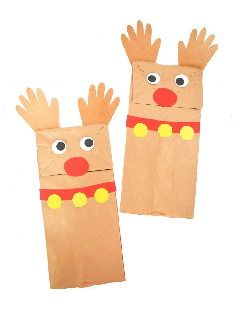 Fun-To-Make Handprint Paper Bag Reindeer Craft For Christmas