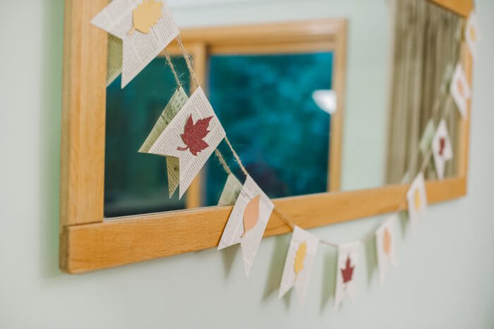 Fun To Make Leaf Banner With Book Pages Garland Craft Easy Washi Tape Garland craft Ideas