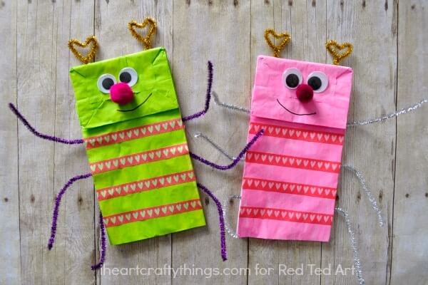 Fun-To-Make Love Bugs Puppet Craft Idea For Kids Easy paper bag crafts