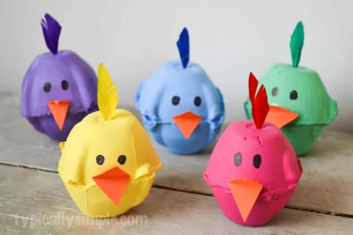 Fun-To-Make Spring Chicks Egg Carton Crafting Idea For Kids