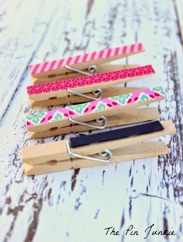 Fun To Make Washi Tape Craft Idea With ClothespinWashi Tape Craft Using Clothespin