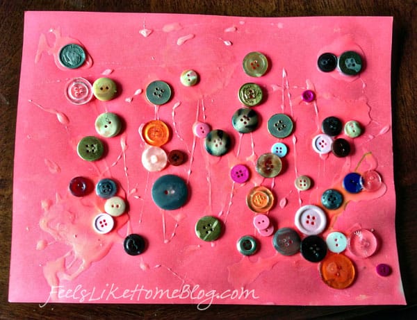Fun Toddler's Button Craft On Paper At Home For Toddlers