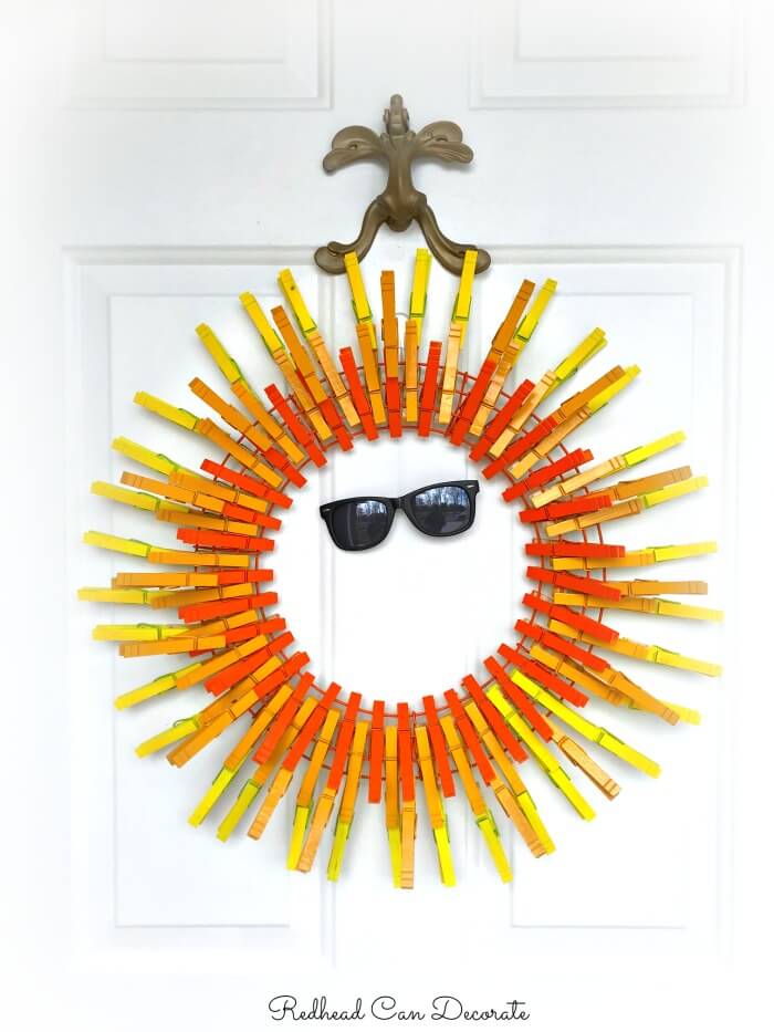 Funky Clothespin Sun Wreath DIY Craft For Kids Clothespin spring Crafts