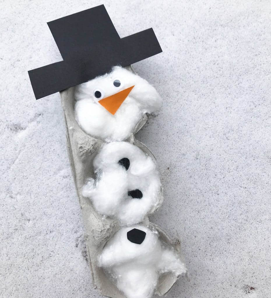 Funky Egg Carton Snowman Craft For KidsUpcycled Winter Crafts