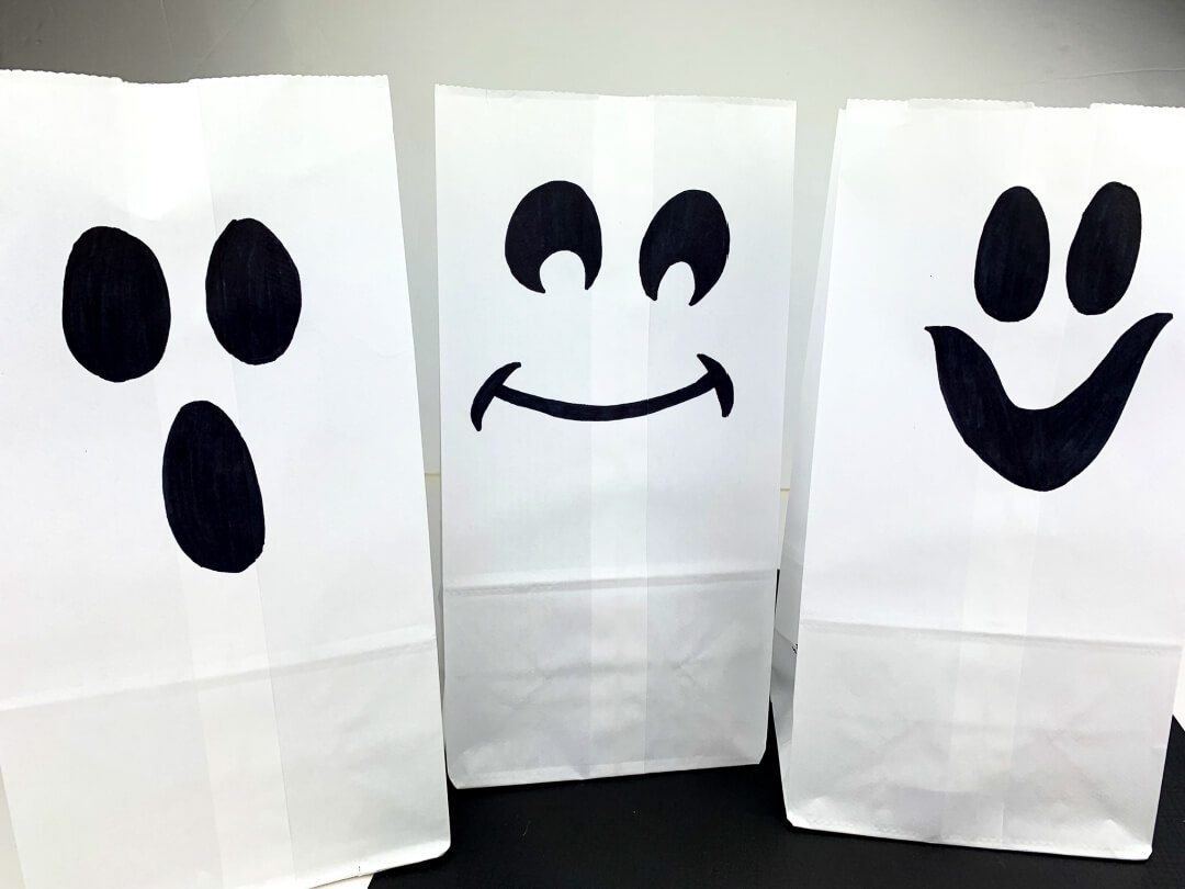 Funky Ghost Lamp Craft Idea For Kids Using Paper Bag Paper Bag Crafts &amp; Activities for Halloween 
