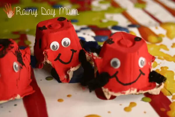 Funky Lady Bug Craft With Old Egg Cartons