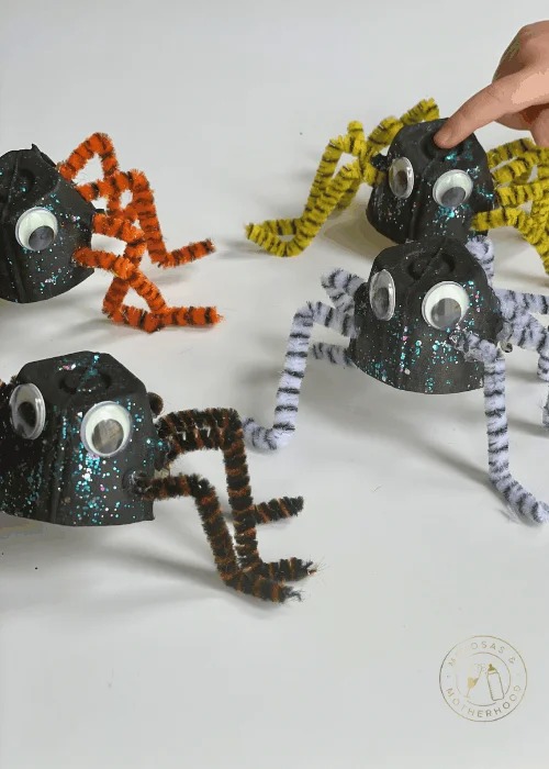 Funky Spider Craft Project Idea For Kids With Egg Carton & Pipe Cleaners 