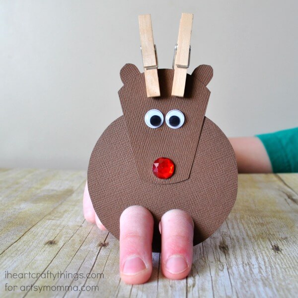 Funny Paper And Clothespin Puppet Craft For Kids Clothespin Reindeer Crafts