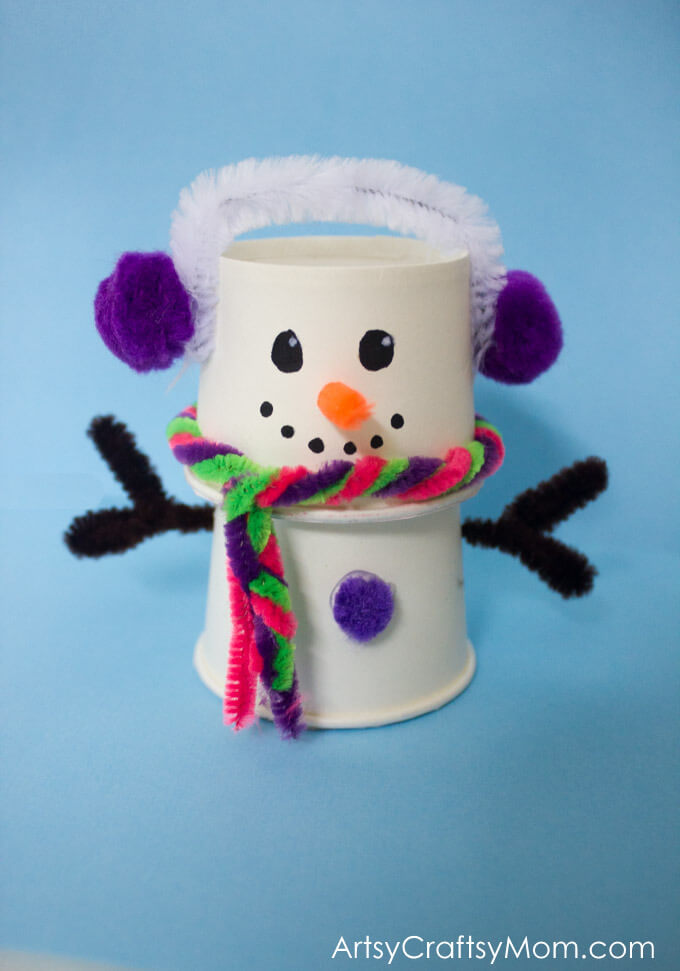 Funny Paper Cup Snowman Christmas Craft For Kids
