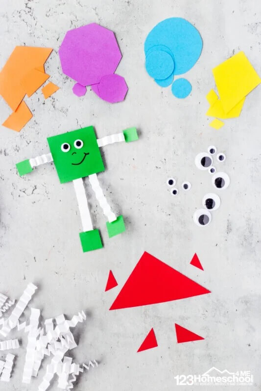 Funny Paper Shapes Robot Craft For Preschoolers