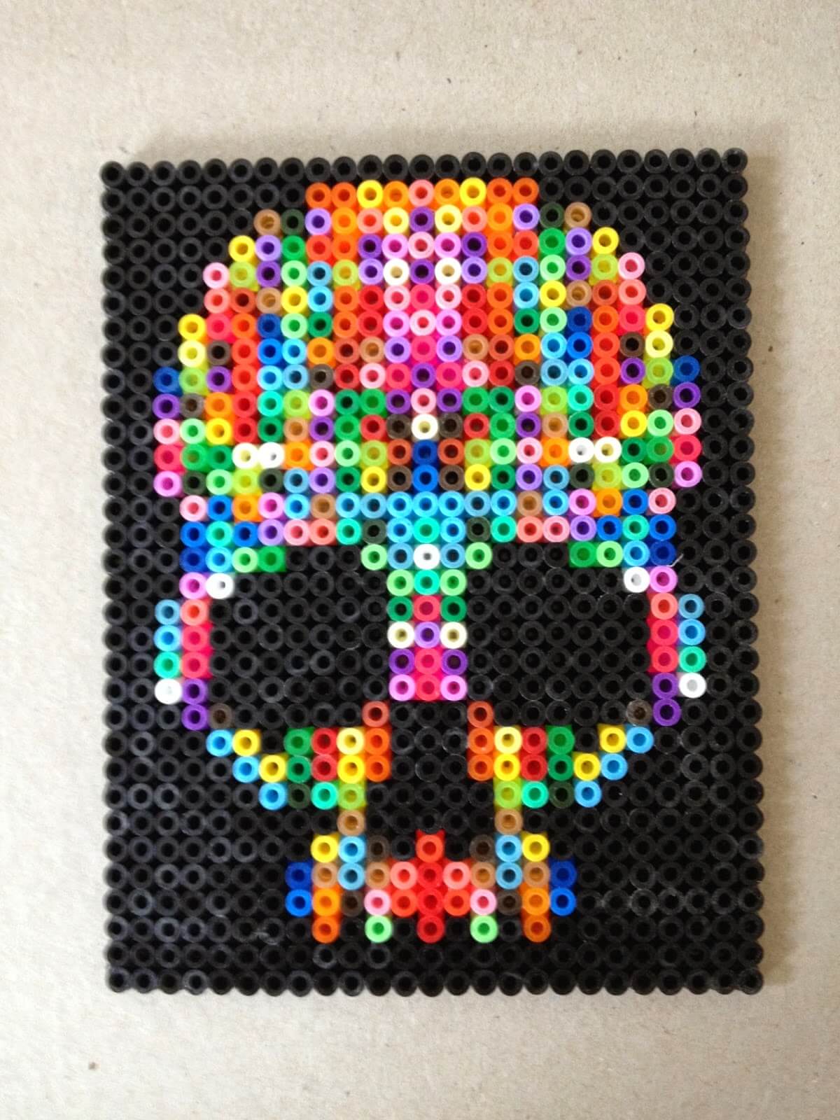 Giant Rainbow Skull Perler Beads Rainbow Craft For Halloween