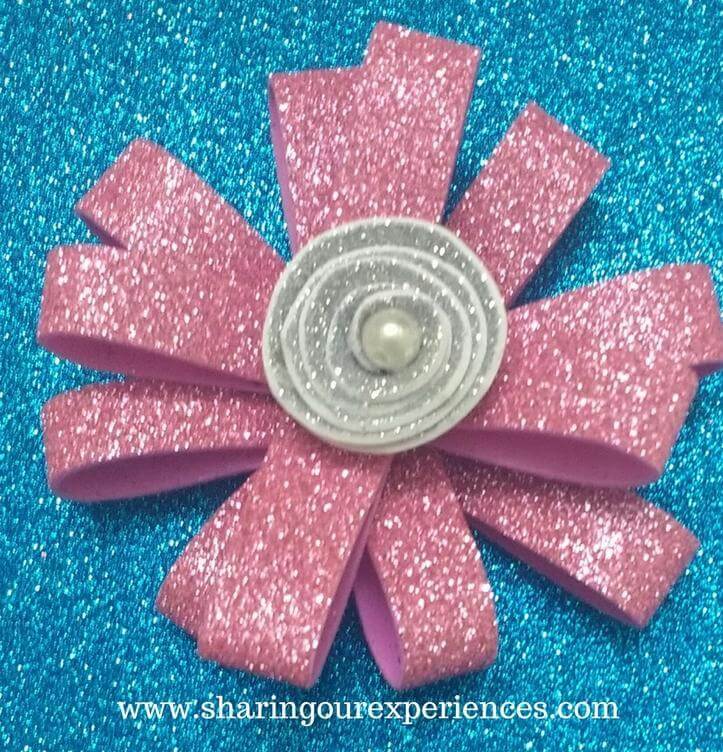 Glitter Foam Sheet Flowers Pink Ornament For Wall Decor