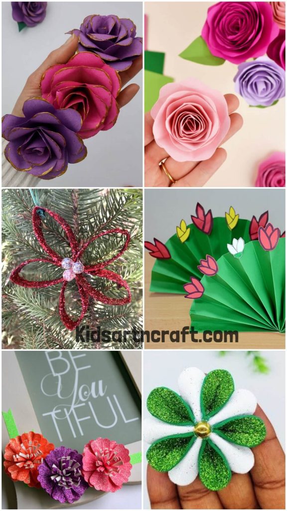 Glitter Paper Flower Craft Ideas Kids Art & Craft