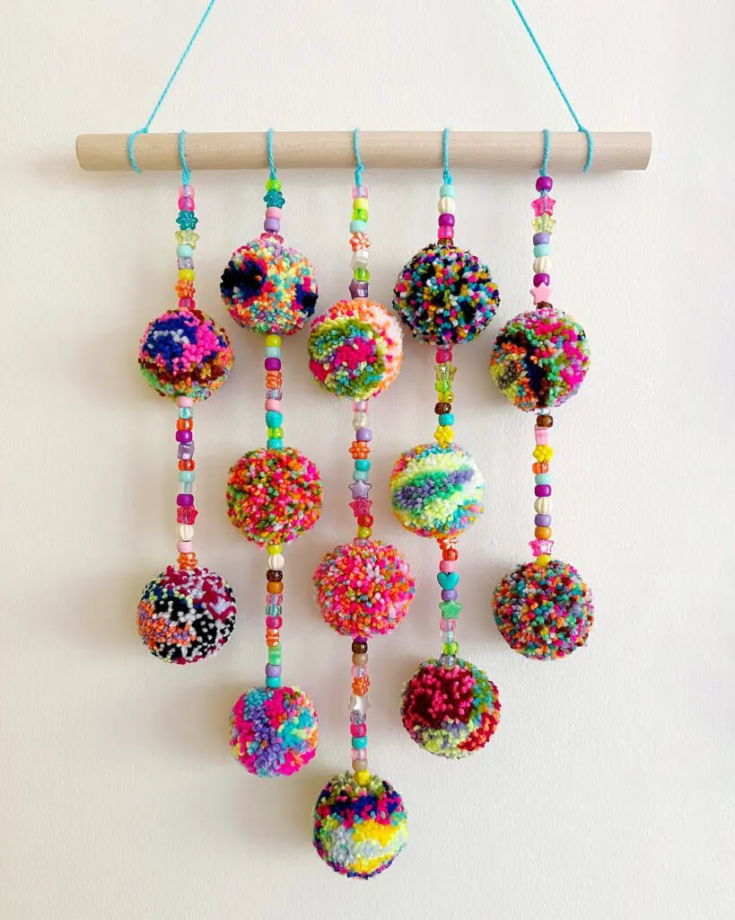 Gorgeous Beaded Pom Pom Wall Hanging Decoration Craft At Home