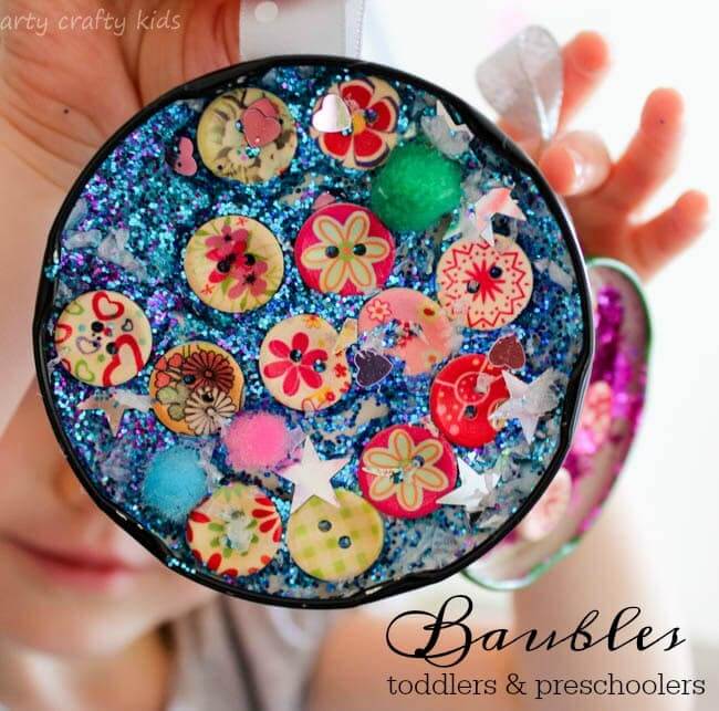 Gorgeous Jar Lid Baubles Christmas Craft Using ButtonRecycled Button Craft Ideas