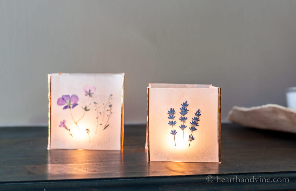 Gorgeous Pressed Flower Lantern Made With Wax Paper Wax Paper Lanterns DIY Ideas