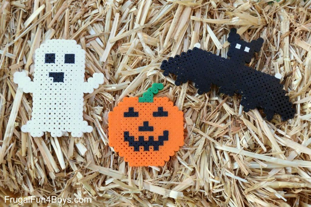 Halloween Perler Bead Decoration Craft With Ghost, Pumpkin & Bat Ghost Perler Beads for a Fun