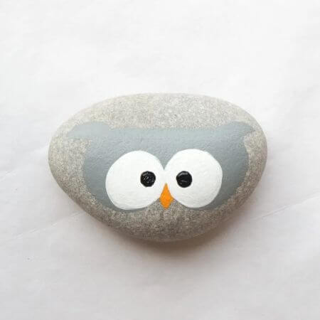 Hand Painted Owl Stone Painting Design