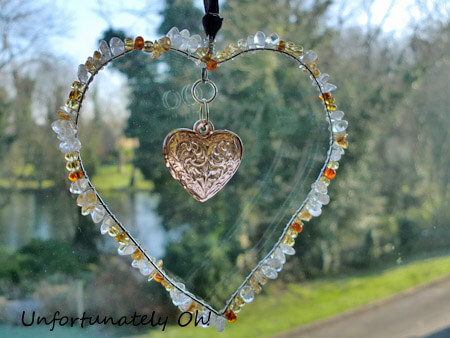 Handmade Beaded Suncatcher Craft In Heart Shape