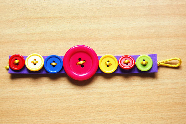 Handmade Bracelet Craft Activity With Colorful Buttons & Jingle Bells