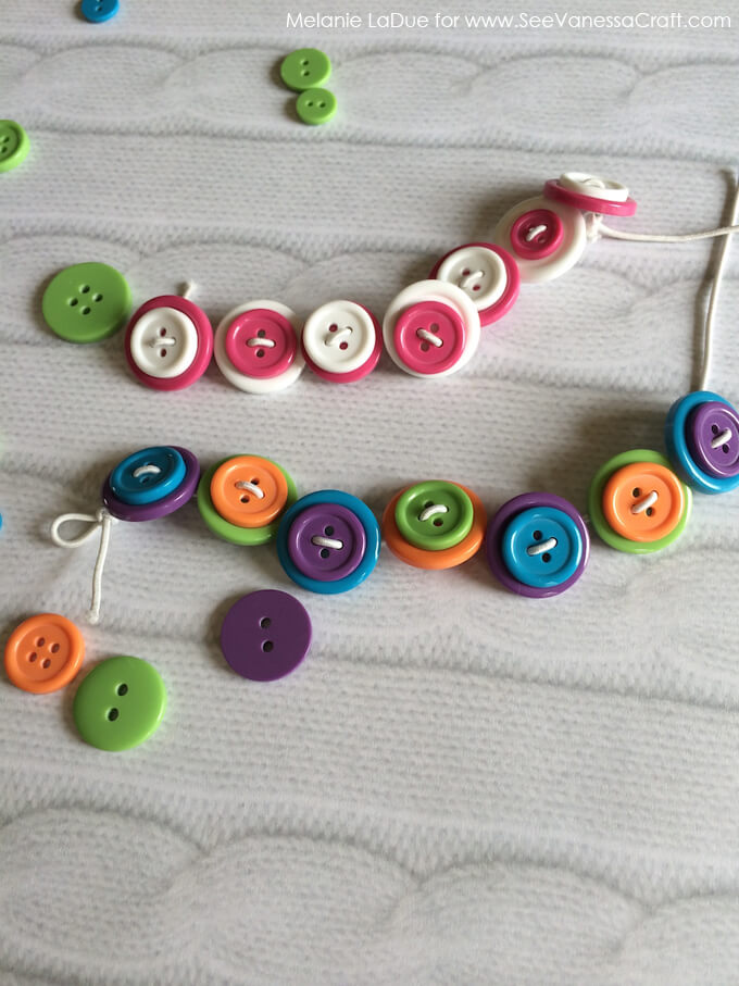 Handmade Bracelet Crafts Made With Colorful Buttons & Elastic Threading String DIY Button Bracelet Craft Ideas