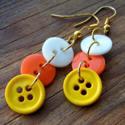 Handmade Button Earrings Craft For Halloween Parties Halloween Button Crafts