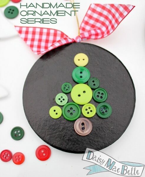 Handmade Button Ornament Craft For Christmas