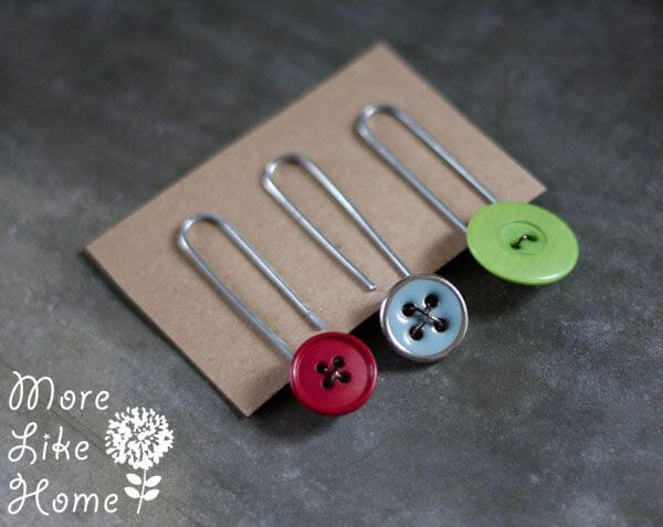 Handmade Button Paperclips Bookmark Gift Idea For Kids Simple &amp; Cute Button Bookmark Craft Tutorial