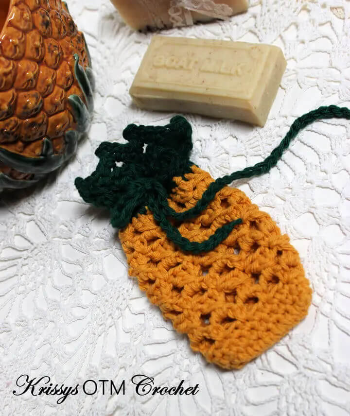Handmade Crocheted Pineapple Soap Bag For Bathroom