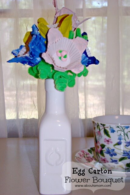 Handmade Egg Carton Flower Bouquet Craft For Mother's Day