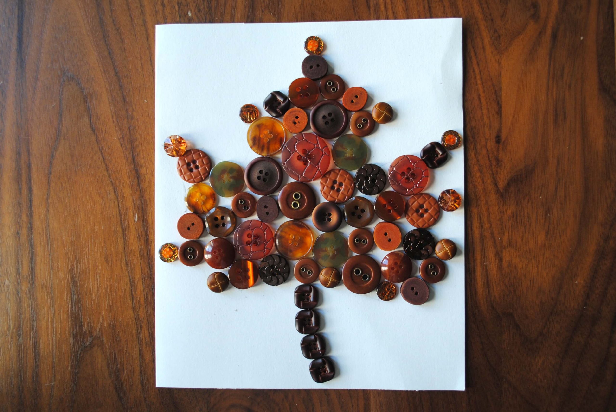 Handmade Fall Leaf Button Card Using Cardstock