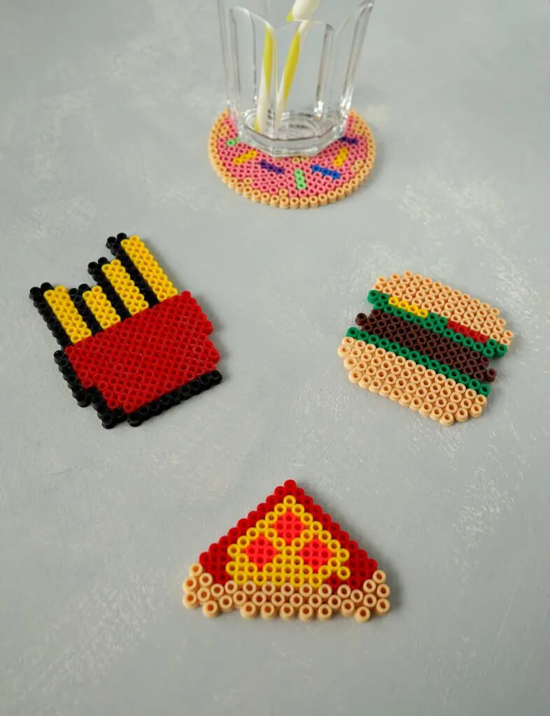 Handmade Fast Food Coaster Craft Made With Perler BeadsEasy Perler Bead Patterns Anyone Can Do