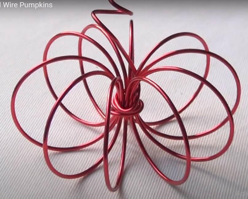 Handmade Floral Wrapped Wire Pumpkin Craft
