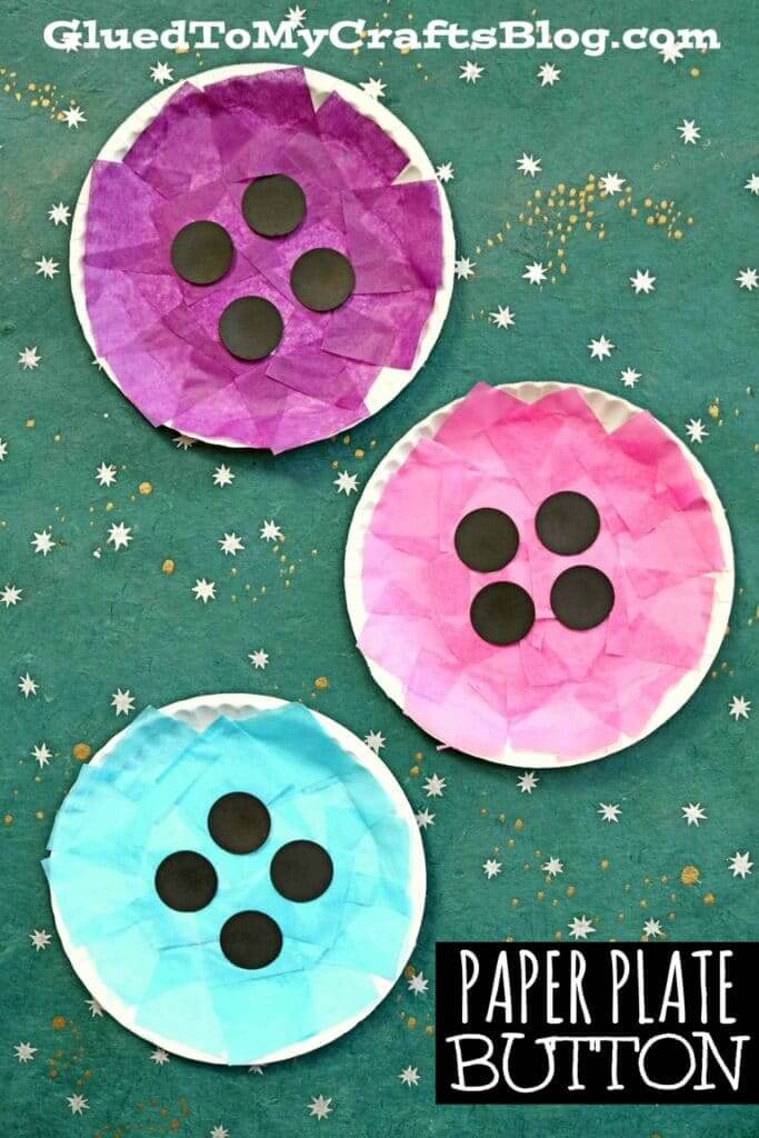 Handmade Groovy Button Craft Idea Using Paper Plate