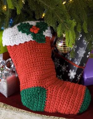 Handmade Holly Stocking Craft For Christmas Decoration