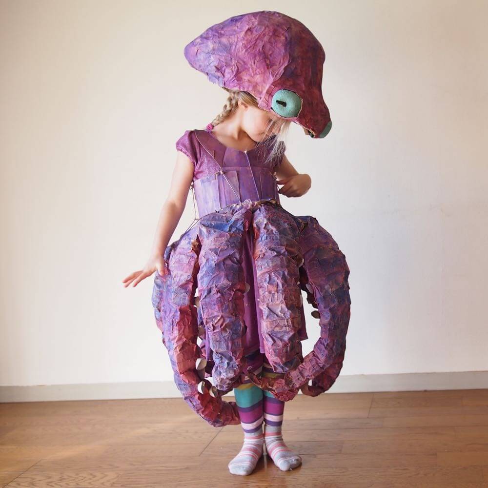 Handmade Octopus Costume Made Using Cardboard