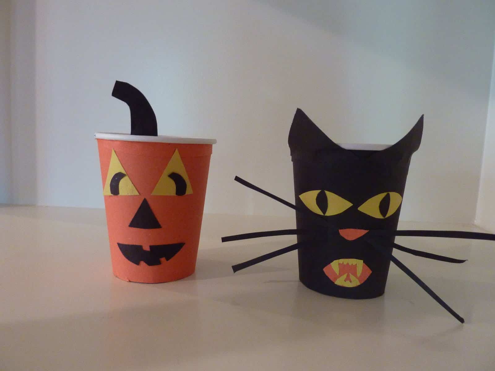 Handmade Paper Cup Cat & Pumpkin Craft For DecorationSmall Paper Cup Craft Ideas