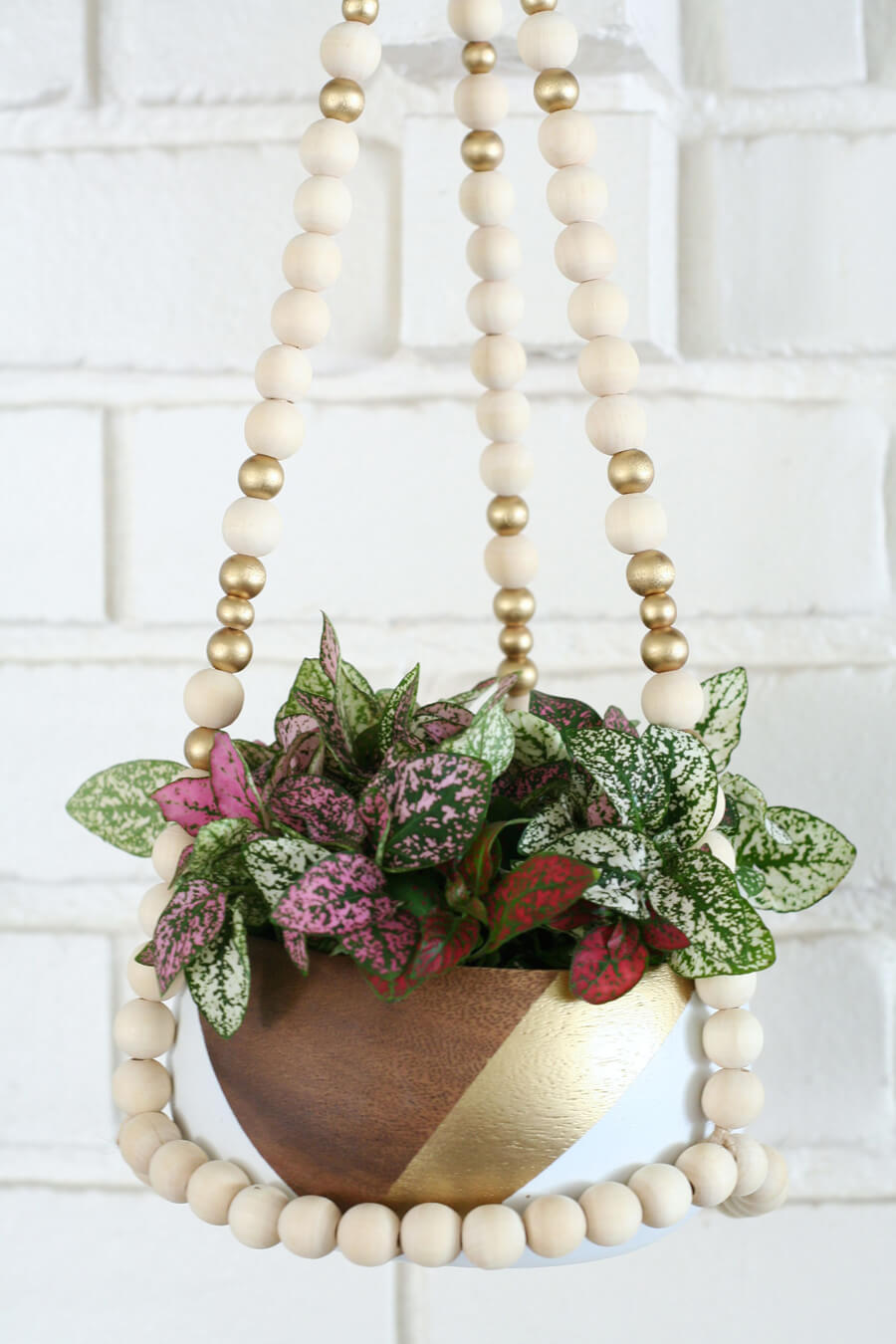Handmade Plant Hanger Craft With Wood Beads & Spray Paint