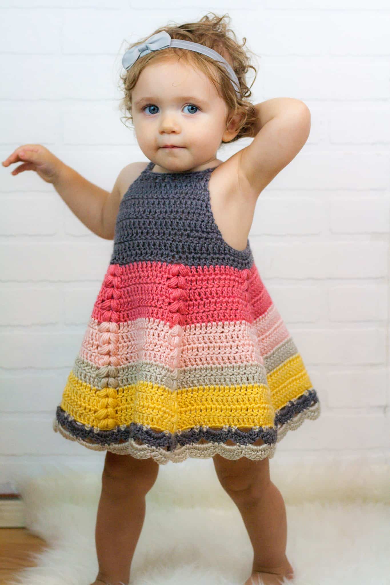 Handmade Puff Stitch Crochet Dress For Toddlers Crochet Dresses for Kids