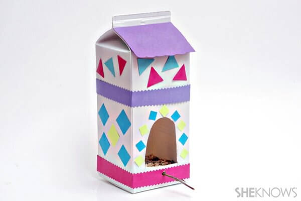 Handmade Simple Bird Feeder Crafting Idea Using Milk Box
