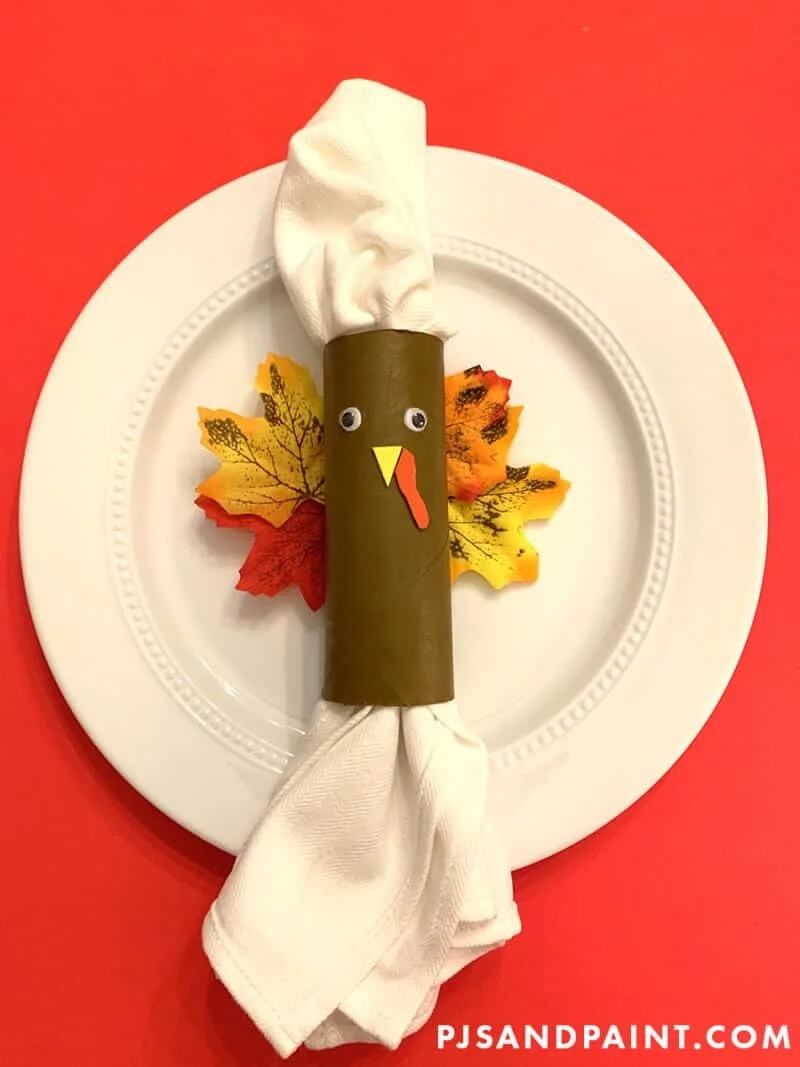 Handmade Toilet Paper Roll Turkey Napkin Rings Craft For Thanksgiving Thanksgiving Napkin Rings