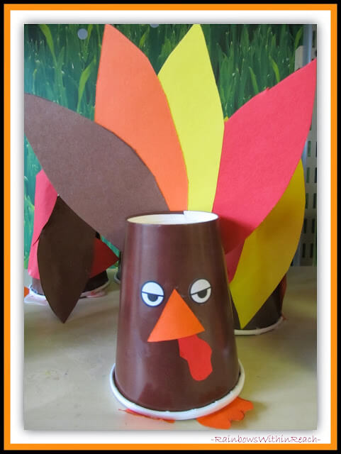 Handmade Turkey With Paper Cup For Thanksgiving Decorations