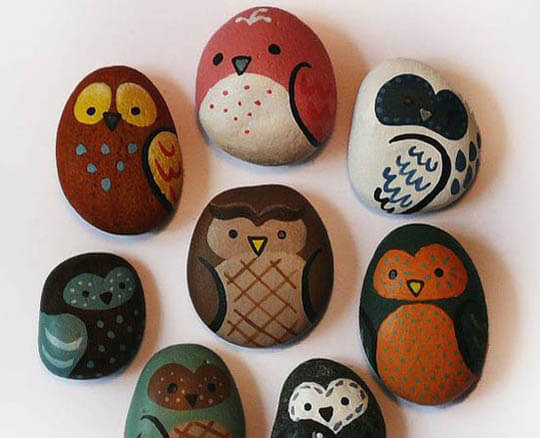 Handmade Unique Owl Pattern Ideas Using Rocks And Paint