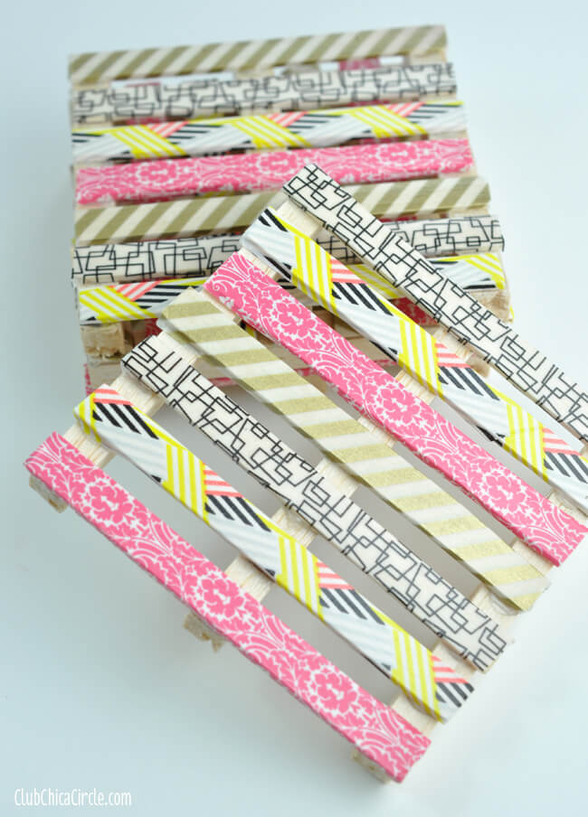 Handmade Washi Tape Mini Pallet Coaster Crafts