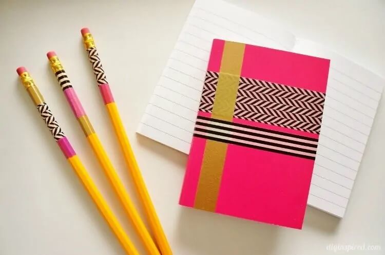 Handmade Washi Tape Pencil And Notebook