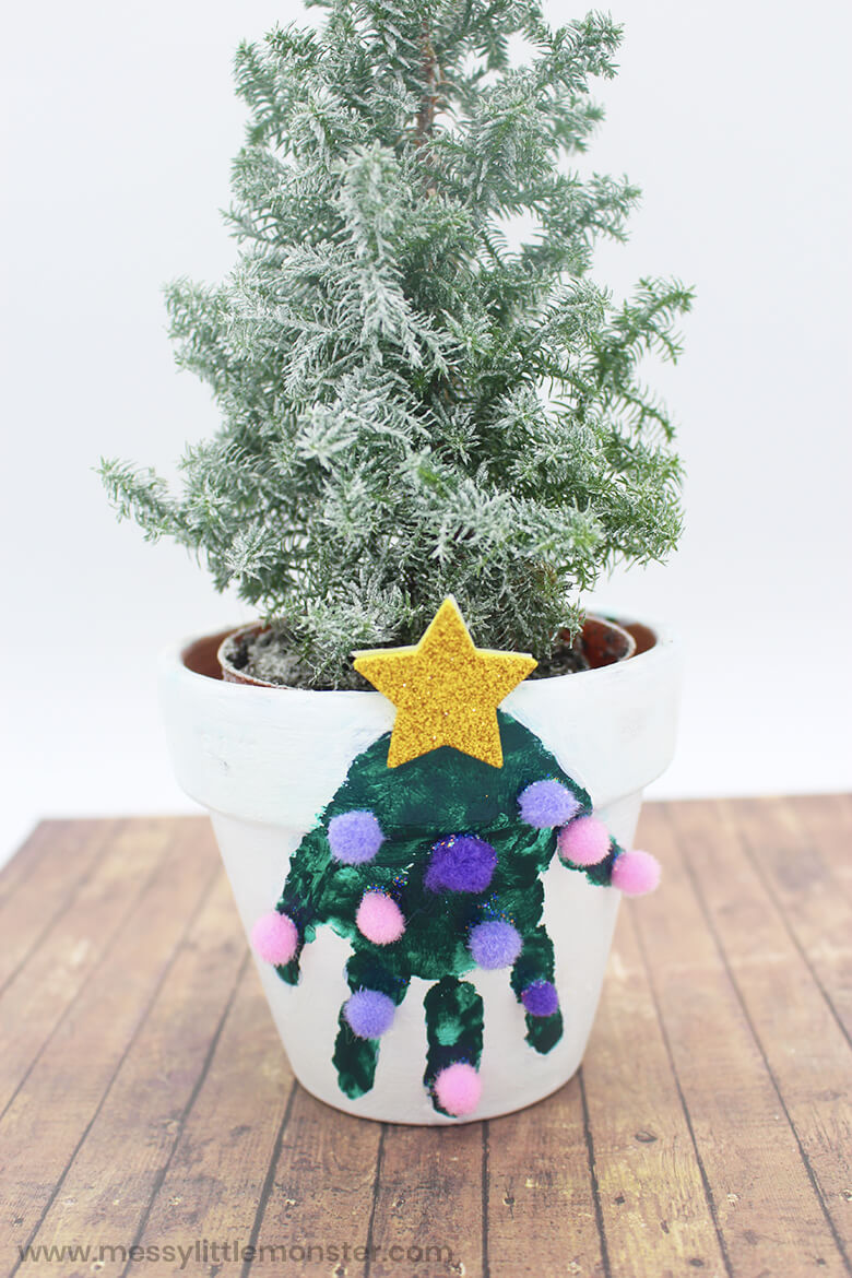 Handprint Christmas Tree Craft Idea For Kids