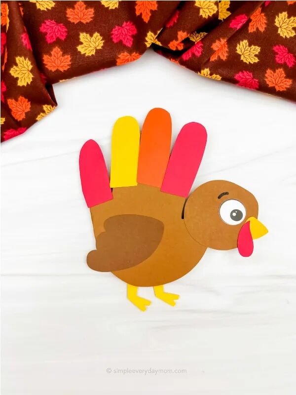 Handprint Paper Turkey Thanksgiving Card DIY Activity For Preschoolers