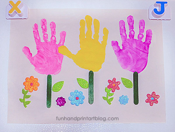 Handprint Tulips Flower Garden Craft For Kids Spring Flower Crafts for Kids